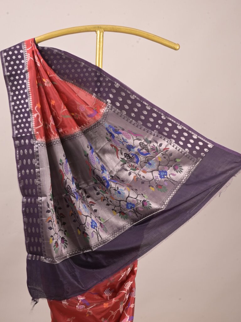 Green mango fancy saree for women | violet | zari border | contrast blouse | party wear