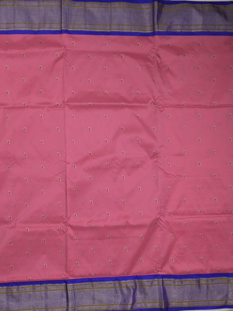 Narayanpet pattu saree allover zari motifs with paithani pallu and contrast blouse