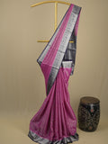 Georgette fancy saree purple color allover weaves & zari border with rich pallu and plain blouse