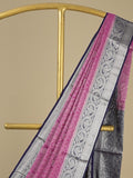 Georgette fancy saree purple color allover weaves & zari border with rich pallu and plain blouse