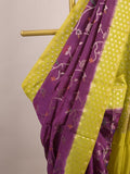 Green mango fancy saree for women | violet | zari border | contrast blouse | party wear