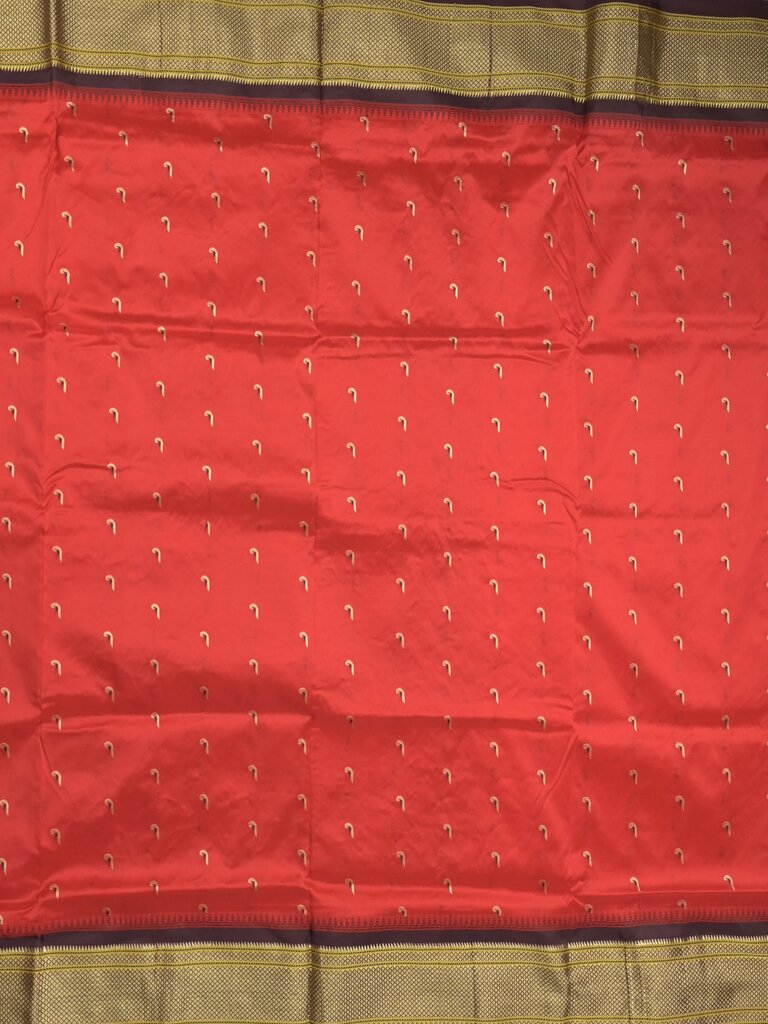 Narayanpet pattu saree allover zari motifs with paithani pallu and contrast blouse