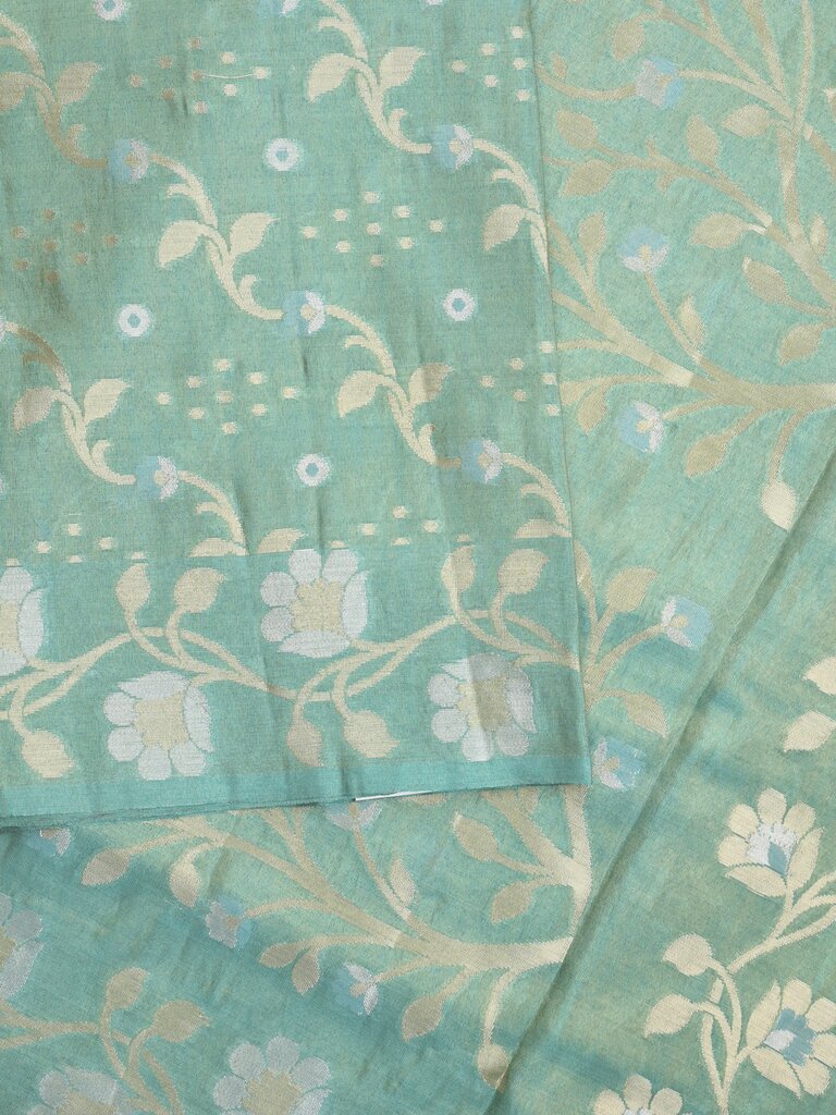 Organza tissue fancy saree allover zari weaves & zari border with self pallu and plain tissue blouse