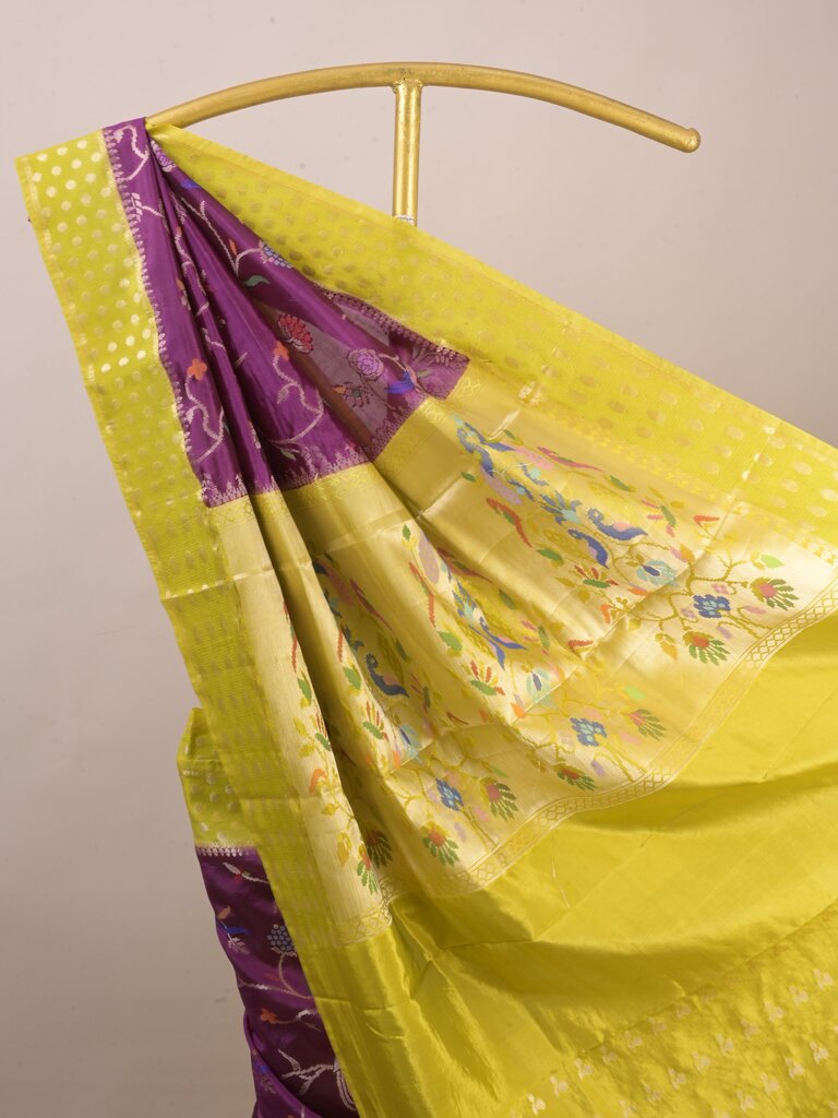Green mango fancy saree for women | violet | zari border | contrast blouse | party wear