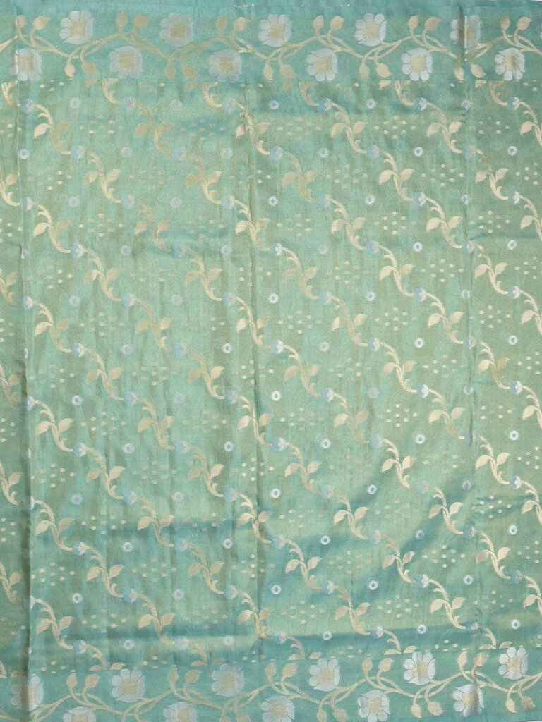 Organza tissue fancy saree allover zari weaves & zari border with self pallu and plain tissue blouse