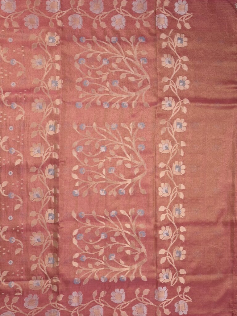 Organza tissue fancy saree allover zari weaves & zari border with self pallu and plain tissue blouse