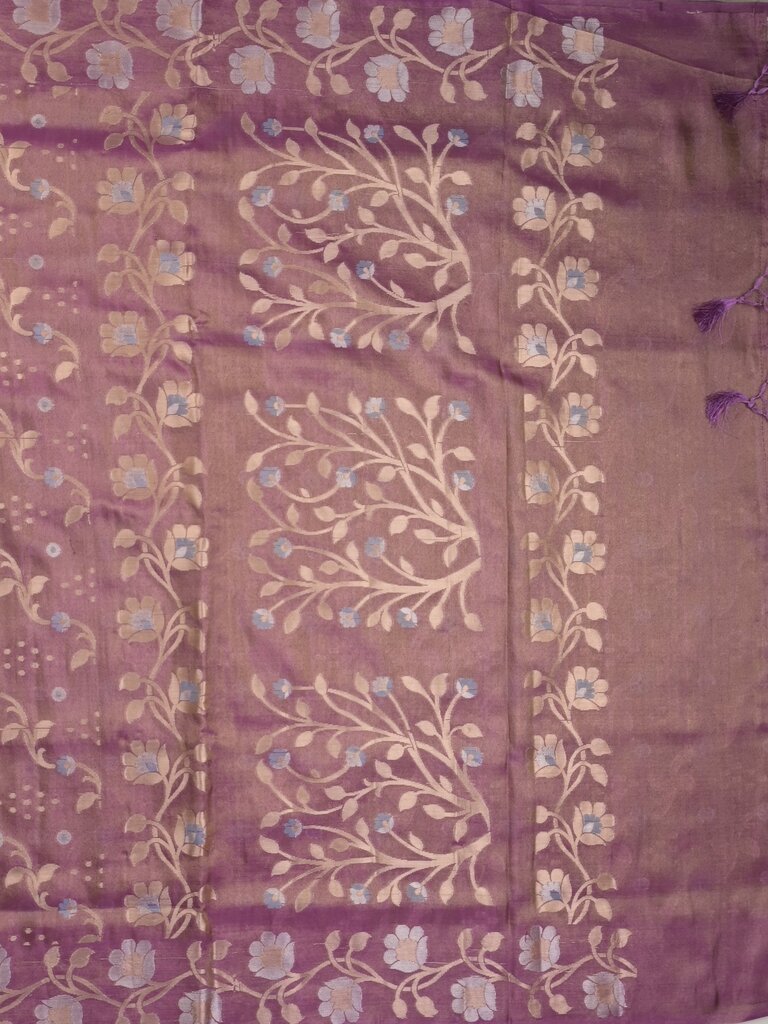 Organza tissue fancy saree allover zari weaves & zari border with self pallu and plain tissue blouse