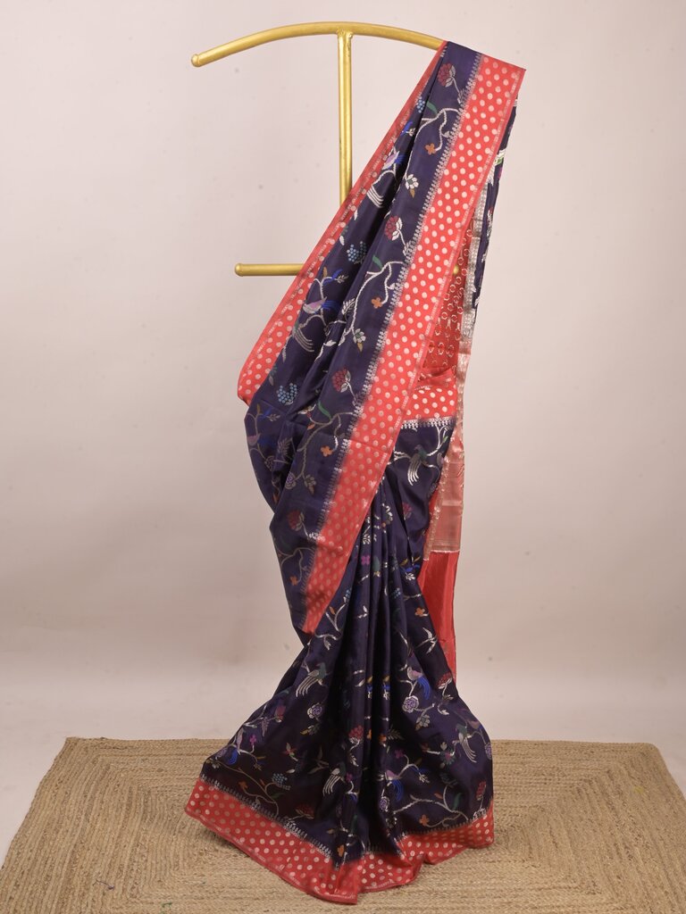 Green mango fancy saree for women | violet | zari border | contrast blouse | party wear