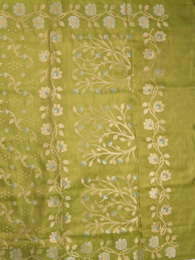 Organza tissue fancy saree allover zari weaves & zari border with self pallu and plain tissue blouse