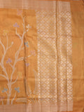 Organza tissue fancy saree allover zari weaves & zari border with self pallu and plain tissue blouse