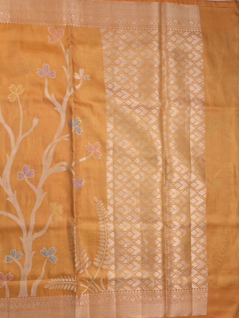 Organza tissue fancy saree allover zari weaves & zari border with self pallu and plain tissue blouse