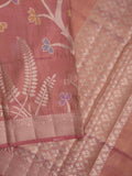 Organza tissue fancy saree allover zari weaves & zari border with self pallu and plain tissue blouse