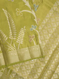 Organza tissue fancy saree allover zari weaves & zari border with self pallu and plain tissue blouse