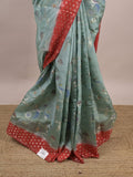 Green mango fancy saree for women | violet | zari border | contrast blouse | party wear