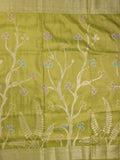 Organza tissue fancy saree allover zari weaves & zari border with self pallu and plain tissue blouse