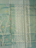 Organza tissue fancy saree allover zari weaves & zari border with self pallu and plain tissue blouse