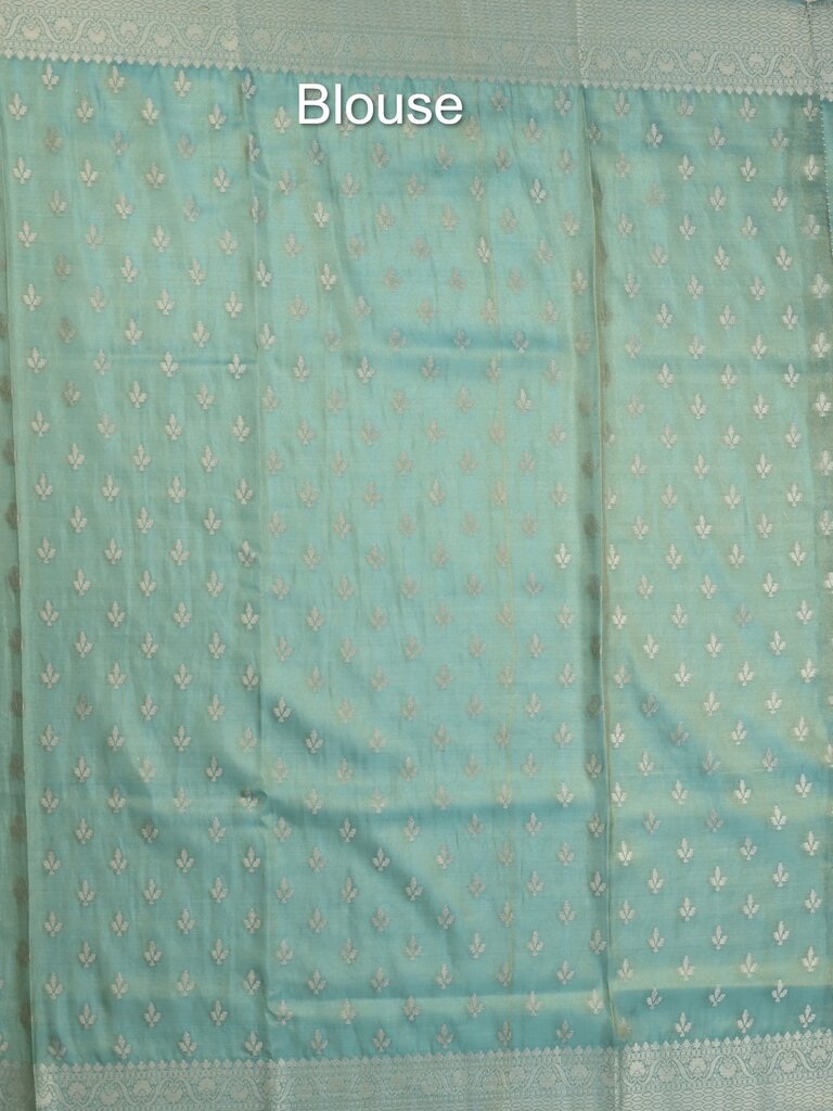 Organza tissue fancy saree allover zari weaves & zari border with self pallu and plain tissue blouse