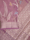 Organza tissue fancy saree allover zari weaves & zari border with self pallu and plain tissue blouse