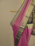 Georgette fancy saree purple color allover weaves & zari border with rich pallu and plain blouse