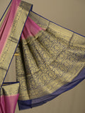 Georgette fancy saree purple color allover weaves & zari border with rich pallu and plain blouse
