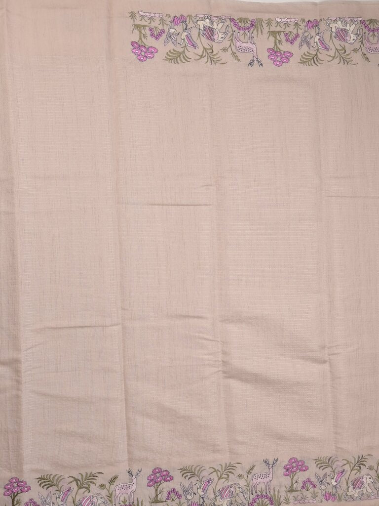 Chanderi fancy saree allover motifs with zari border with attached matching blouse