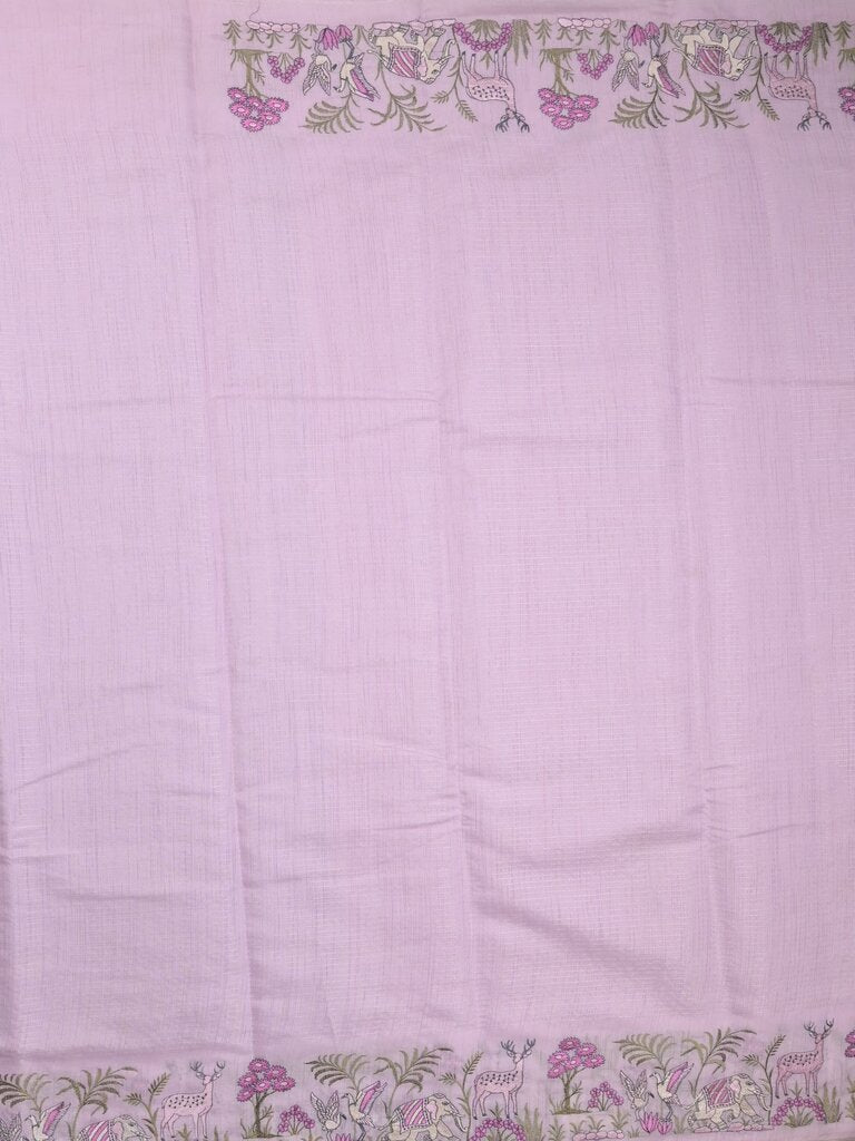 Chanderi fancy saree allover motifs with zari border with attached matching blouse