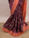 Green mango fancy saree for women | violet | zari border | contrast blouse | party wear