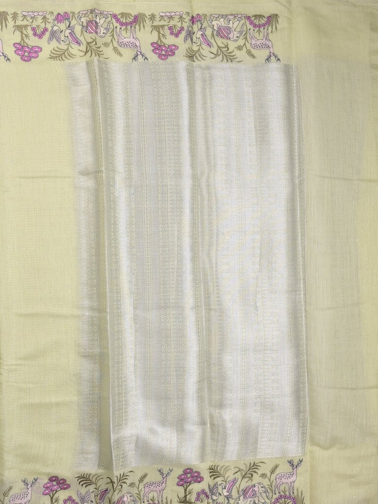 Chanderi fancy saree allover motifs with zari border with attached matching blouse