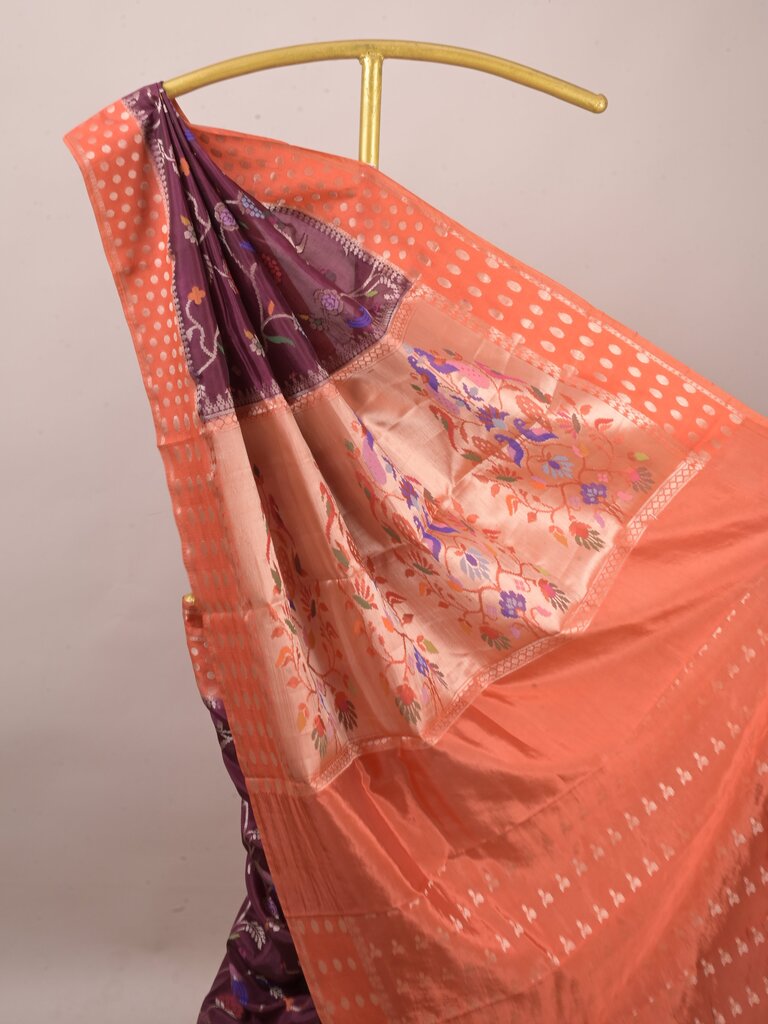 Green mango fancy saree for women | violet | zari border | contrast blouse | party wear