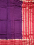 Maheshwari fancy saree violet color allover plain & zari border with zari pallu and contrast plain blouse