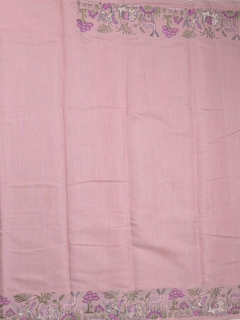 Chanderi fancy saree allover motifs with zari border with attached matching blouse