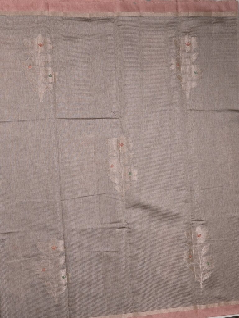 Chanderi fancy saree allover motifs with zari border with attached matching blouse