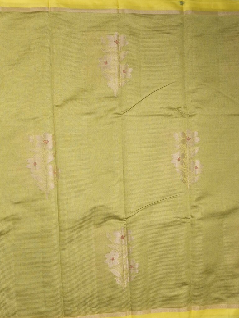 Chanderi fancy saree allover motifs with zari border with attached matching blouse