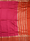 Maheshwari fancy saree dark pink color allover plain & zari border with zari pallu and contrast plain blouse