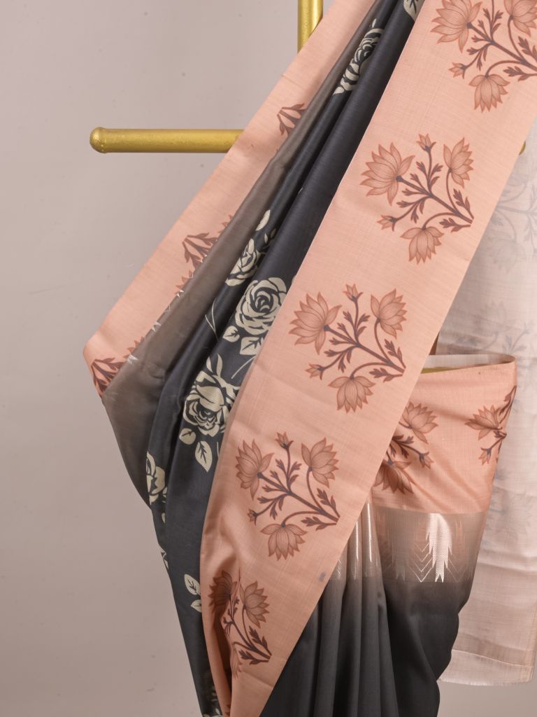 Tussar fancy saree for women | black | floral border | party wear