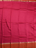 Maheshwari fancy saree dark pink color allover plain & zari border with zari pallu and contrast plain blouse