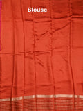 Maheshwari fancy saree dark pink color allover plain & zari border with zari pallu and contrast plain blouse