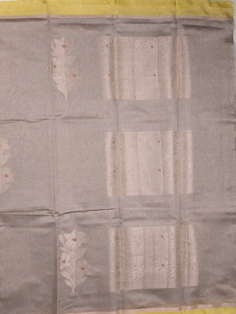 Chanderi fancy saree allover motifs with zari border with attached matching blouse