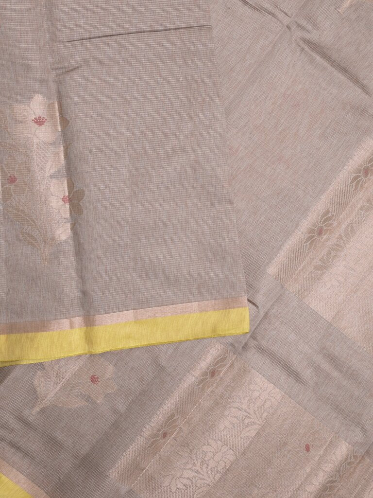 Chanderi fancy saree allover motifs with zari border with attached matching blouse