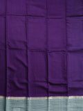Maheshwari fancy saree dark blue color allover plain & zari border with zari pallu and contrast plain blouse