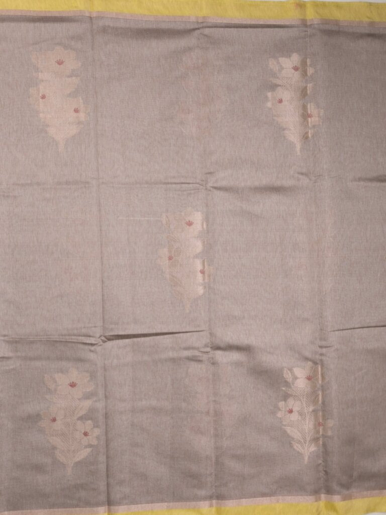Chanderi fancy saree allover motifs with zari border with attached matching blouse
