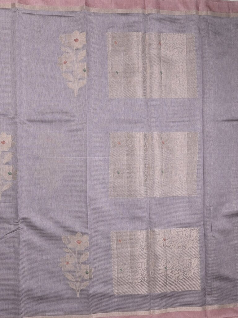 Chanderi fancy saree allover motifs with zari border with attached matching blouse