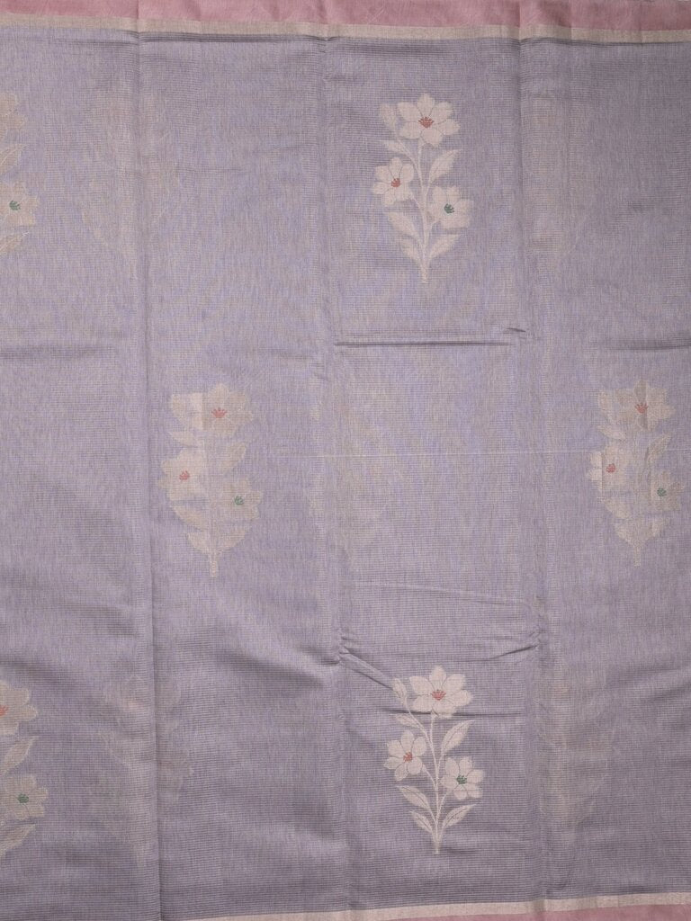 Chanderi fancy saree allover motifs with zari border with attached matching blouse