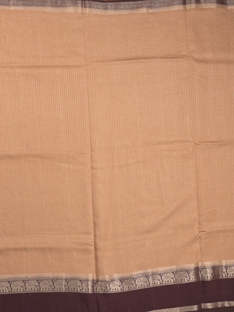 Dupion fancy saree allover checks & contrast border with zari pallu and plain blouse