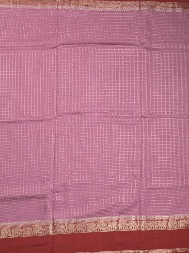 Dupion fancy saree allover checks & contrast border with zari pallu and plain blouse