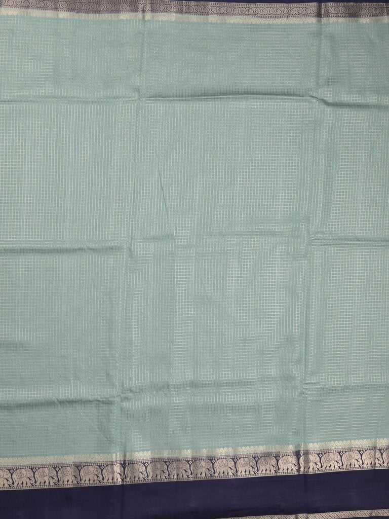 Dupion fancy saree allover checks & contrast border with zari pallu and plain blouse