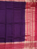 Maheshwari fancy saree violet color allover plain & zari border with zari pallu and contrast plain blouse