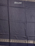 Dupion fancy saree allover checks & contrast border with zari pallu and plain blouse