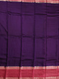 Maheshwari fancy saree violet color allover plain & zari border with zari pallu and contrast plain blouse