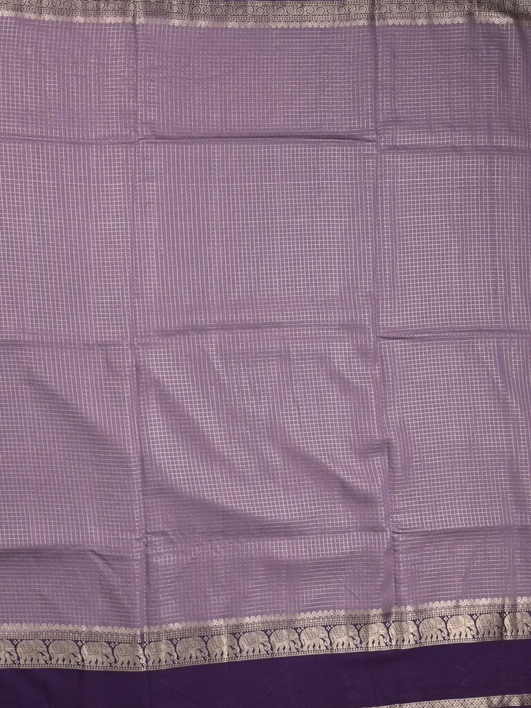 Dupion fancy saree allover checks & contrast border with zari pallu and plain blouse
